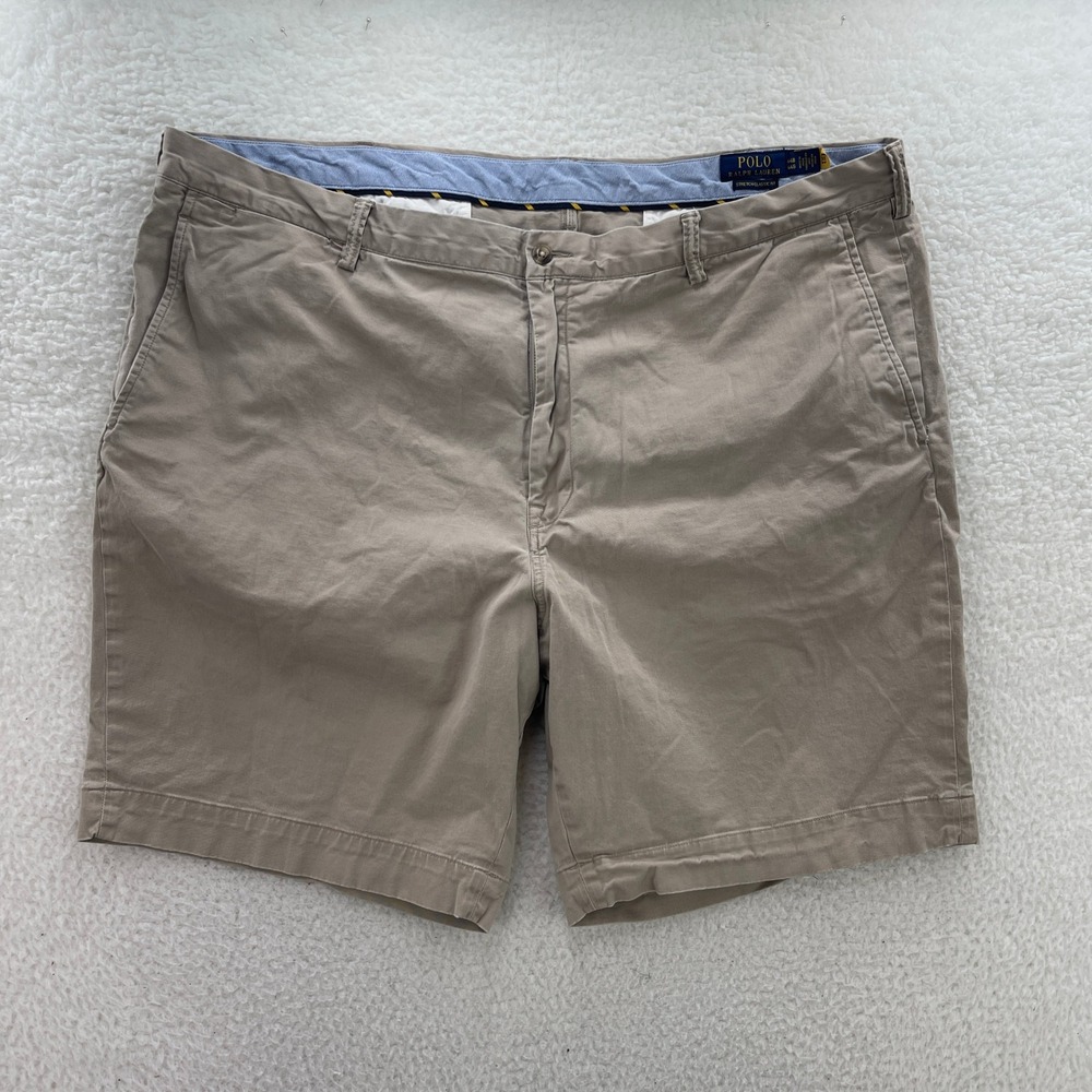 Polo Ralph Lauren Shorts Mens 44B Beige Stretch Classic Fit Chino Luxury Preppy